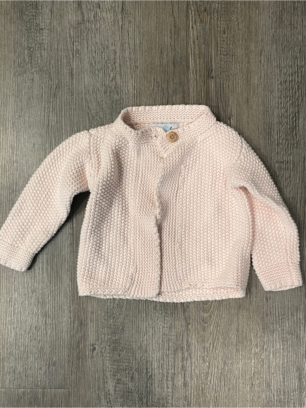 Beba Bean Soft Pink 100% Cotton Knit Baby Girl Cardigan 6-12 Months